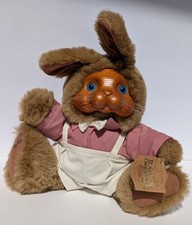 Vintage ROBERT RAIKES 80's Bunny Rabbit Plush Wood Face 20401 BRETT 1988