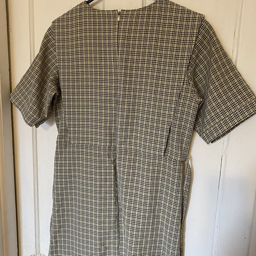 Amish Mennonite Cape Dress 38” Bust/32” Waist Modest Zip Brown Green Ties Waist - Picture 5 of 10