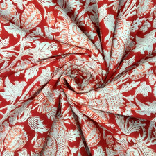 Indian Handmade Ethnic 100 Cotton Running Hand Block Print Natural Fabric for