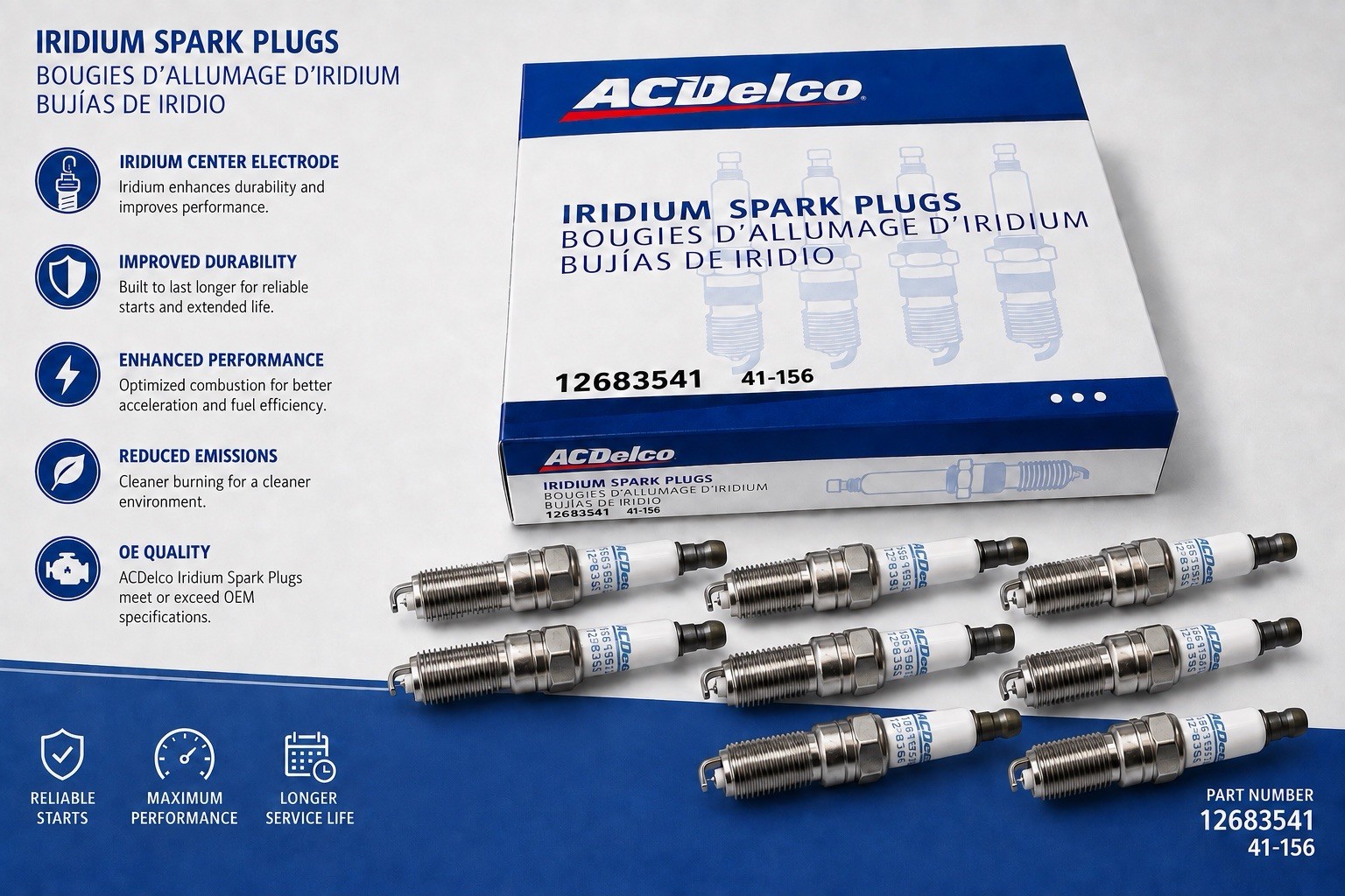 Set Of 8 Genuine GM ACDelco Iridium Spark Plugs 41-156 12683541 New