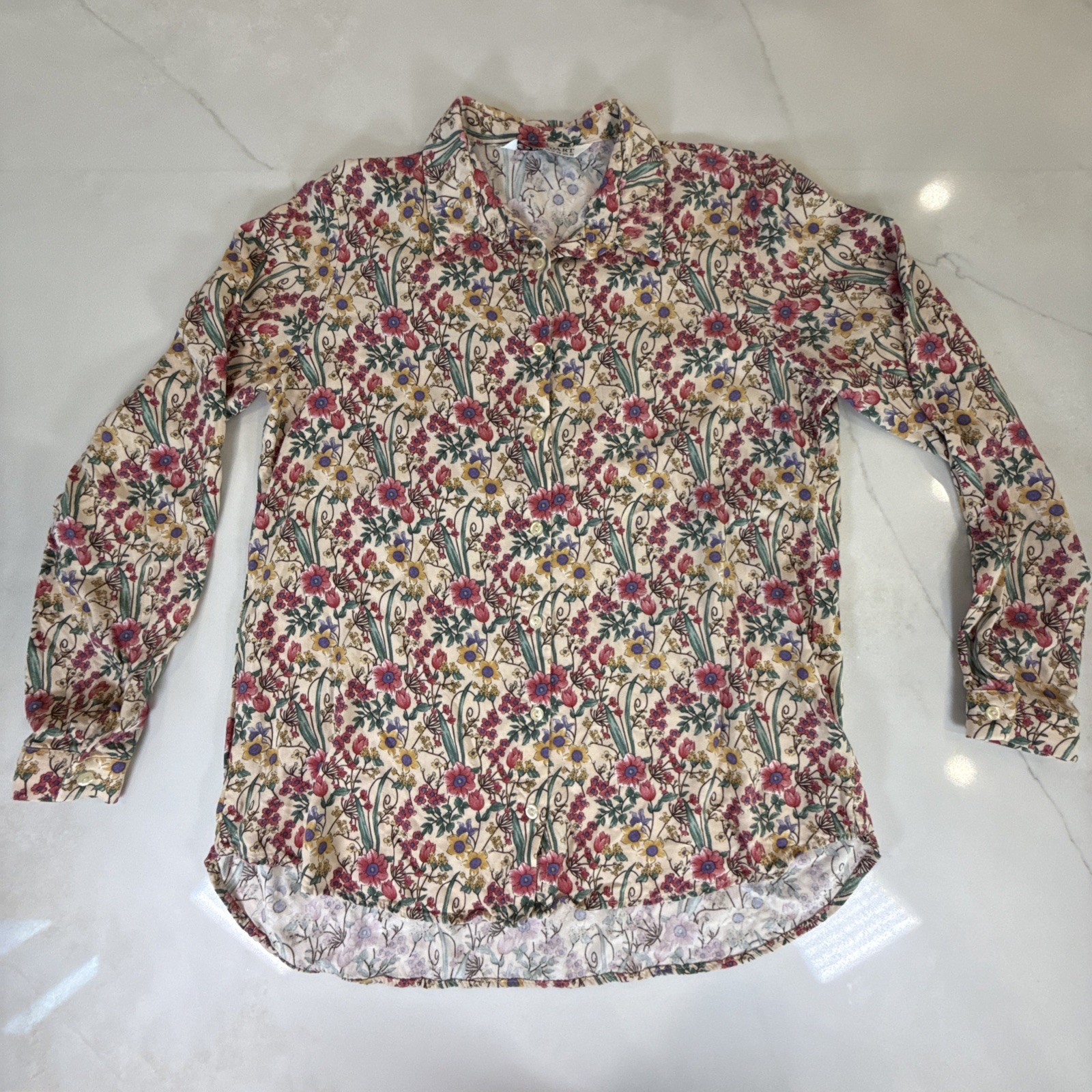 Big Dart Floral Button Down Shirt US M EU 40 Long Sleeve Collared Blouse