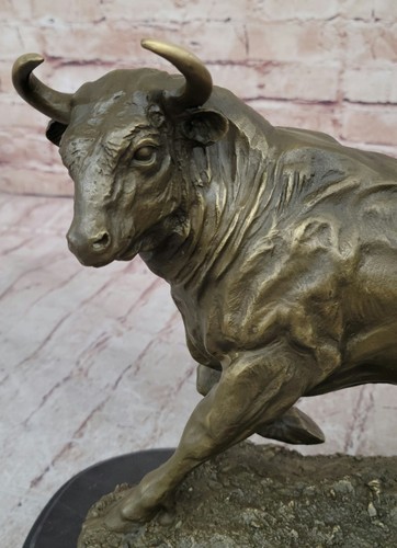 Massive Bronzeskulptur eines Stiers Marmorsockel Abstrakt Art Deco Figur Figure - Bild 6 von 10