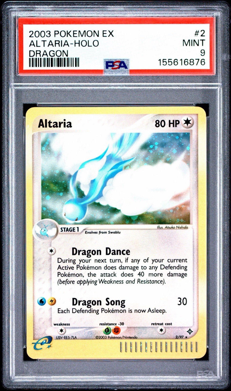 2003 Pokemon Ex Dragon #2 Altaria Holo PSA 9 MINT NEW CERT RARE VINTAGE LOW POP