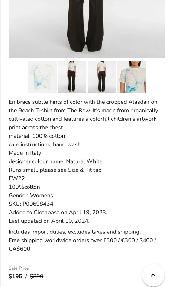 Camiseta de algodón orgánico The Row “Alasdair on the Beach” - Talla S - Nueva con etiquetas Foto 3 de 4