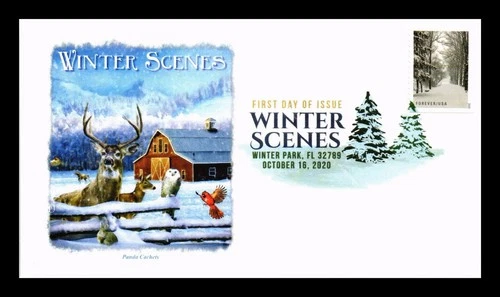 DR JIM STAMPS US COVER WINTER SCENES FDC PICTORIAL CANCEL PANDA CACHET