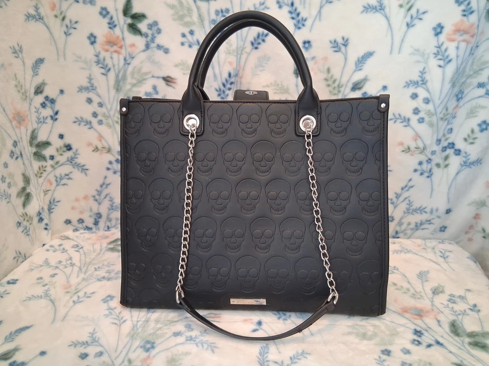 Bolso de Mano Bolso Cartera Betsey Johnson Calaveras Grande Negro Xotonia Nuevo con Etiquetas  Foto 2 de 4