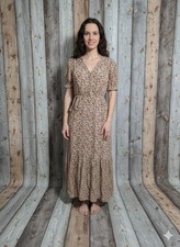 MNG Mango Floral Midi Dress," "V-Neck Wrap Dress," "Puff Sleeve," "Cottagecore,"