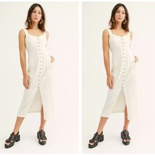 FREE PEOPLE Beach Lafayette Midi Dress Ivory White Sz S $108 {3V16}