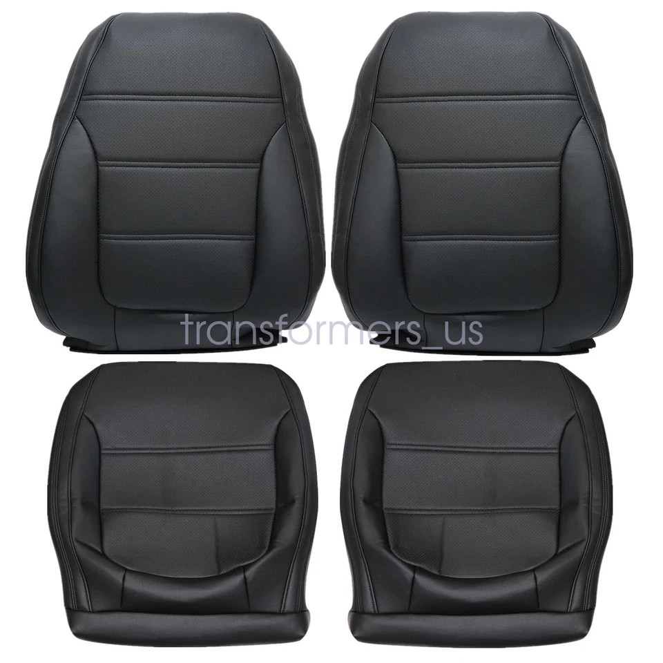For 2011-2017 Volkswagen Jetta Front Bottom Top Leather PERF Seat Cover Black - Image 2 of 4