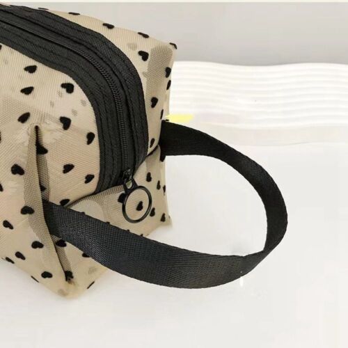 Heart Transparent Mesh Makeup Bag Ladies Toiletry Storage Bag - Picture 12 of 22