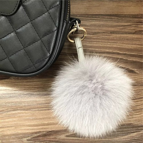 Bolso pompón bola piel de zorro real de 5"/13 cm encanto llavero coche teléfono bolsa colgante regalo - Imagen 12 de 14