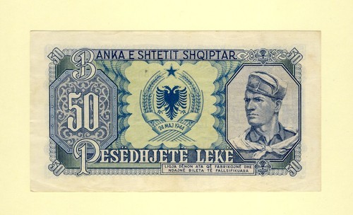 ALBANIA 50PESEDHJETE LEKE 1949 P-25 VF++ PEOPLES REPUBLIC BANKA SHTETIT SHQIPTAR - Picture 2 of 2