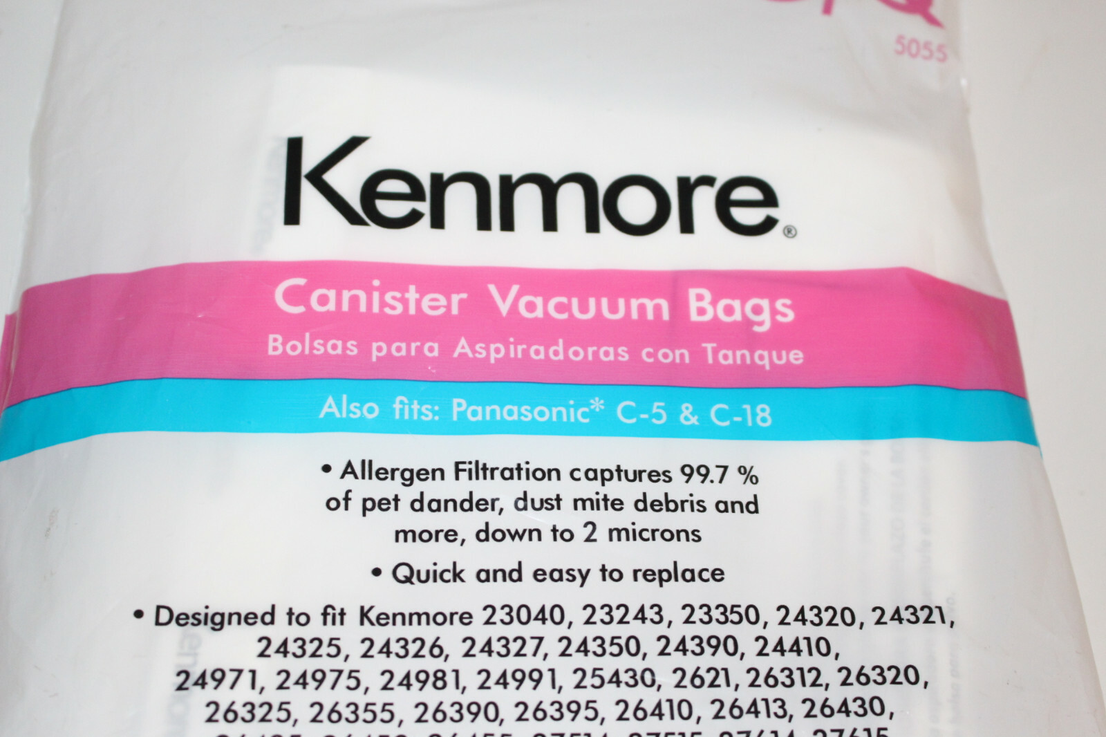 Kenmore Sears Type Q/C 50104 8 Pack Style C/Q Canister Vacuum Bags 5055