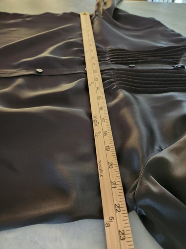Isaac Mizrahi X Target Seidenmischung Smoking Bluse XL schwarz Falten französische Manschetten - Bild 10 von 11