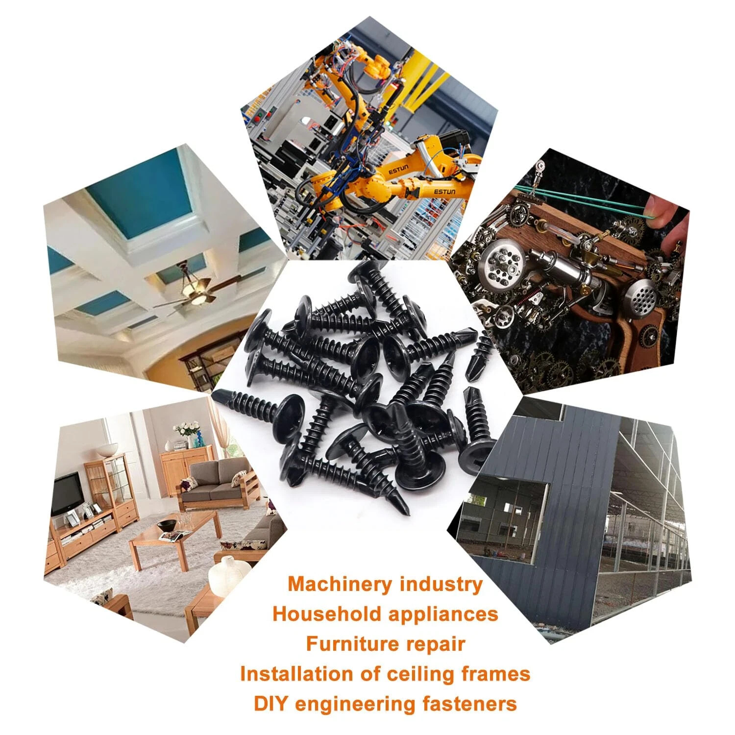 180pcs #8 Self Tapping Screws for Metal, Sheet Metal Screws, 410 Stainless Steel