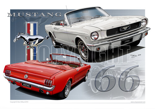 1966 Mustang Convertible Print - 1966 Ford Mustang Drawing ( 20 Colours ) - Picture 18 of 24