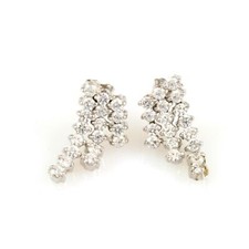 ORECCHINI PENDENTI IN ORO BIANCO 18 KT E ZIRCONI 6.9 grammi