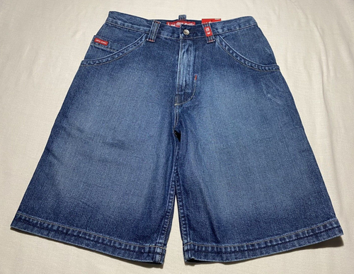 Vintage Boy's *JNCO* Dragon Blue Jean Shorts Size 14 Husky Denim Embroidered NEW - Picture 2 of 13