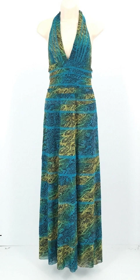 Vestido maxi BCBGMaxAzria feminino noite linha A verde/turquesa tamanho 6 - Imagem 2 de 4