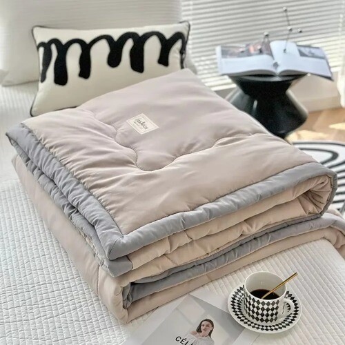 Solid Color Summer Quilt Light Luxury 2025 Japanese Polyester Cotton Quilted