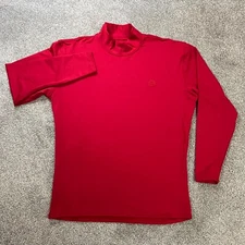 Layer 8 Mock Neck Athletic Shirt Womens XL Red Solid 8 Logo Long Sleeve
