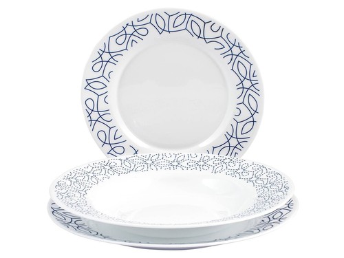 BORMIOLI ROCCO Servizio 18 piatti toledo in vetro opale decoro blu - Foto 5 di 6