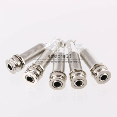5PCS Guitar Cylinder Output Mount Jack Flush 1/4'' Guitar Parts Chrome 6306