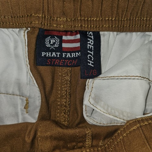 Phat Farm Stretch Jogger Pants Youth Sz L 32 Brown Tan Drawstring Sweats Y2K Vtg - Picture 3 of 6