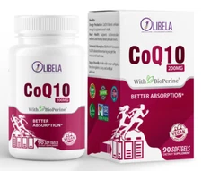 OLIBELA CoQ10 200mg Vegan Softgels with BioPerine, Better Absorption, 90 Caps