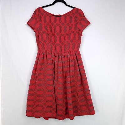 Anthropologie Moulinette Soeurs Fit & Flare Dress Size 10 Rubied Red Lace |  eBay
