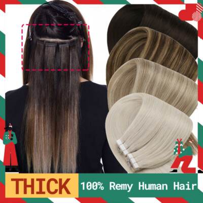 CLEARANCE Seamless Tape in Remy Human Hair Extensions 150PCS Full Head Balayage