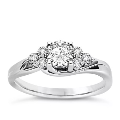 2Ct Round Cut Simulated Diamond Petite Solitaire Ring 14K White Gold Plated