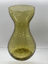 Jarrón forzador bombilla de vidrio amarillo craquelado vintage 5,75""