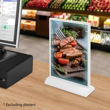 White Tabletop LED Sign Holder Desktop Advertising Holder Light Up Menu Holder