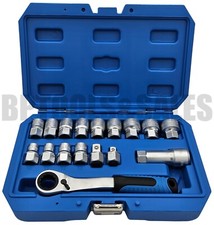 Juego de trinquete de 17 piezas métrico de 3/8" y 1/2" Driver Pass-Go-Thru SOCKET