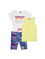 NWT 3-Piece Girls Sizes 7-8, 10-12 XOXO Outfit Tank Top T-Shirt Active Shorts