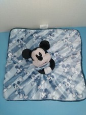 Plush Disney Baby Mickey Mouse Security Blanket Lovey Blue Striped 14" x 14"