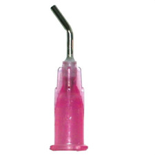 100 Dental Pre Bent Applicator Flow Needle Tips Pink 18Ga With Container