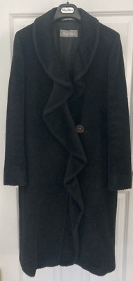 Max Mara Women's Long Alpaca & Wool Black Coat - Size 8