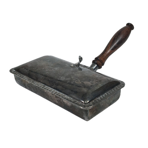 Vtg Silver-Plated Table Sweeper Silent Butler Crumb Catcher Lint Brush Italy