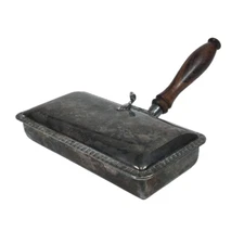 Vtg Silver-Plated Table Sweeper Silent Butler Crumb Catcher Lint Brush Italy