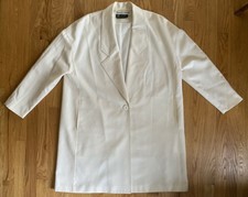 Vintage Eleanor P Brenner Ivory 100% Wool Long Sleeve Tuxedo Jacket (jc1)