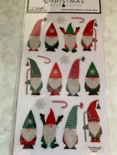 CHRISTMAS GNOMES 3D STICKERS MULTI-SIZE-DESIGN GLITTER BEARDED GNOMES 2 SHTS 36P