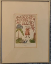 Leon Blox/Original Drawing/Signed/Folk Art/Outsider/Primitive/Black Texas Artist