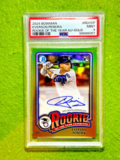 Everson Pereira AUTO GOLD REFRACTOR # /50 ROOKIE CARD  2024 Chrome YANKEES PSA 9