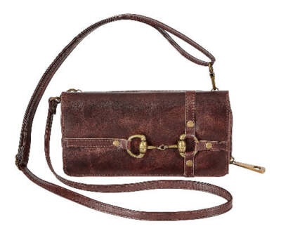 AWST Int'l Snaffle Bit Leather Cross Body Wallet- Black