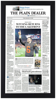 Baker Mayfields 1st Game NFL Debut September 20 2018 Cleveland Newspaper Framed