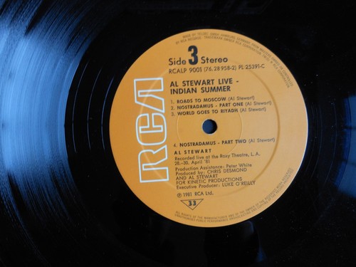 AL STEWART Live Indian Summer 12" Vinyl Double Album 1981 RCA Gatefold Sleeve - Picture 9 of 22