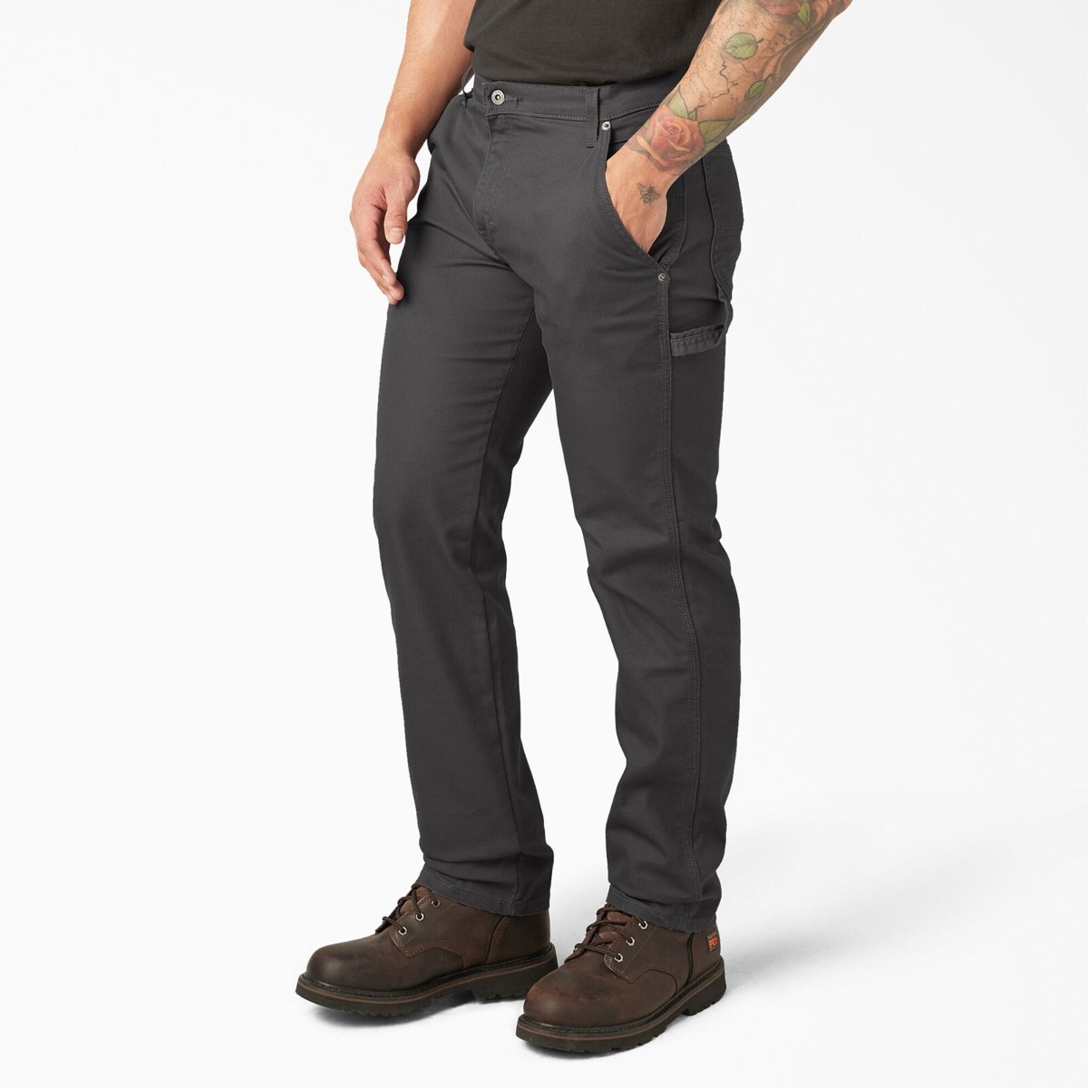 Dickies Men's Tough Max FLEX Duck Carpenter Pant, Stonewashed Slate