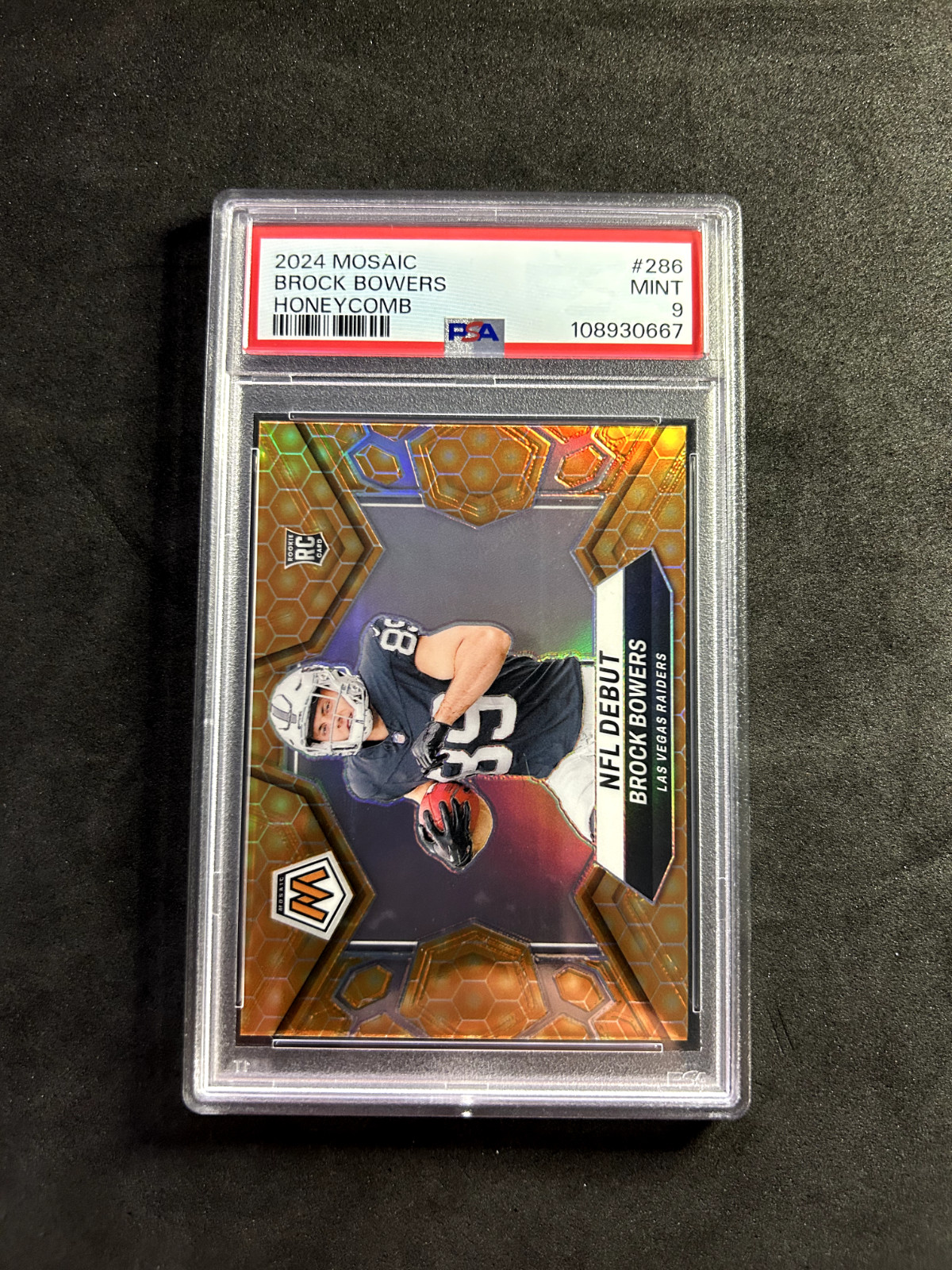 2024 Mosaic Brock Bowers Honeycomb Rookie (RC) #286 PSA 9 CASE HIT Raiders